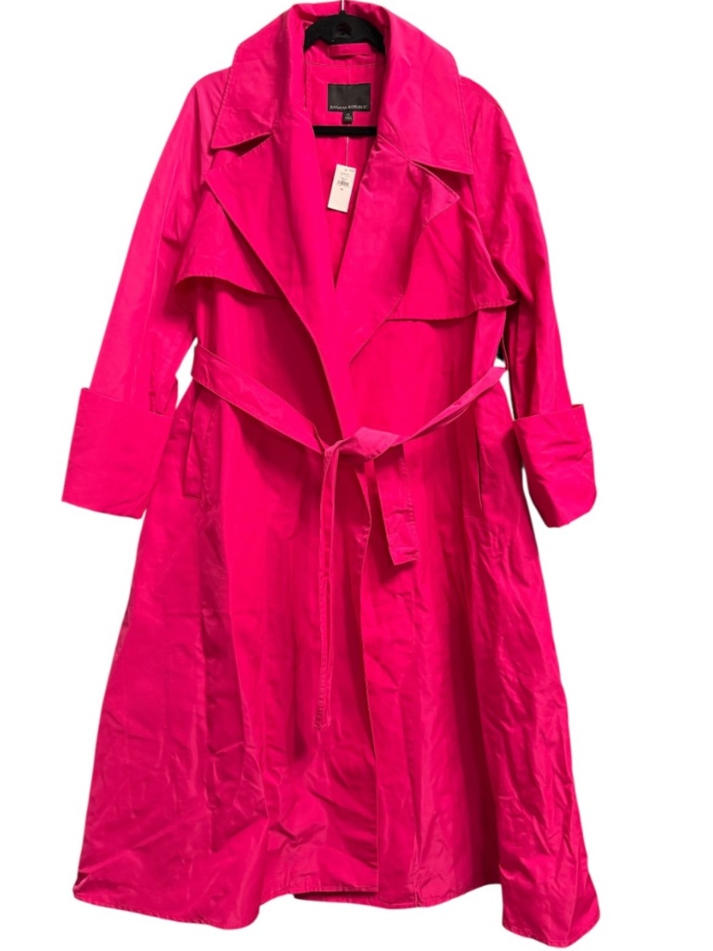 NWT Banana Republic Oversized Opera Bright Peony Pink Belted Trench Coat
